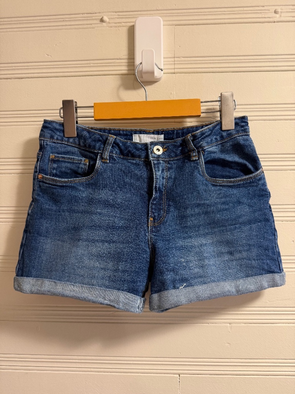 Zara Kids Girls 13-14 164 Blue Denim Cuffed Jean Shorts